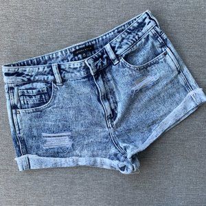 Kendall & Kylie Acid Wash Denim Shorts Medium Rise